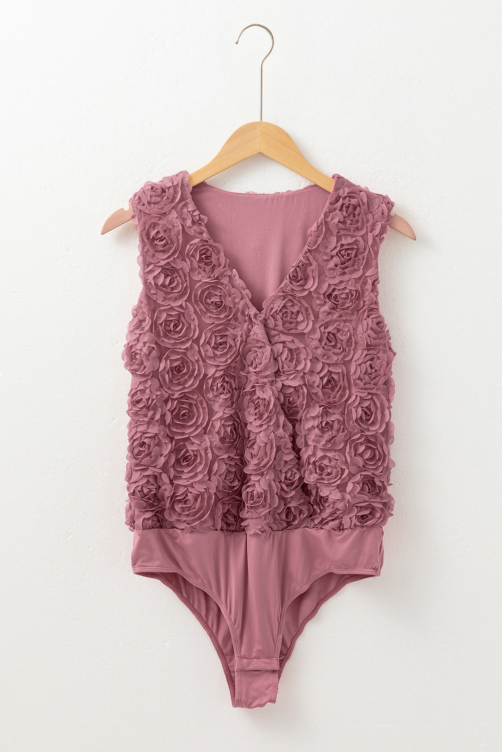Heather Floral Textured V Neck Wrapped Sleeveless Bodysuit-Chaelisa's New Jammies