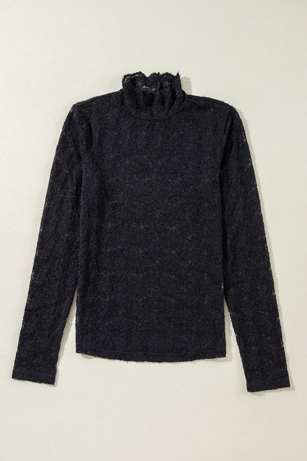 Black Floral Lace High Neck Long Sleeve Top-Chaelisa's New Jammies