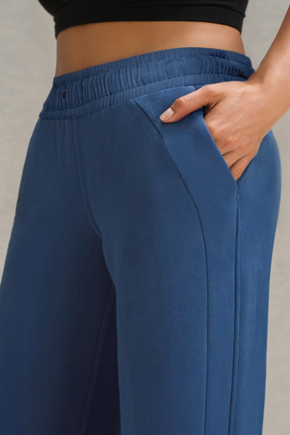 Sail Blue Drawstring High Waist Wide Leg Pocketed Sweatpants-Chaelisa's New Jammies