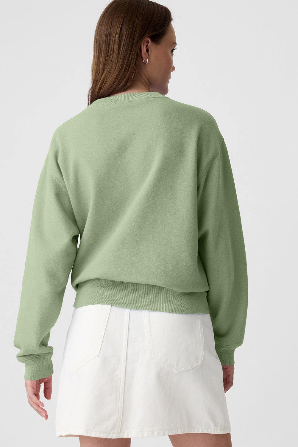 Smoke Green Plain Drop Shoulder Crewneck Pullover Sweatshirt-Chaelisa's New Jammies