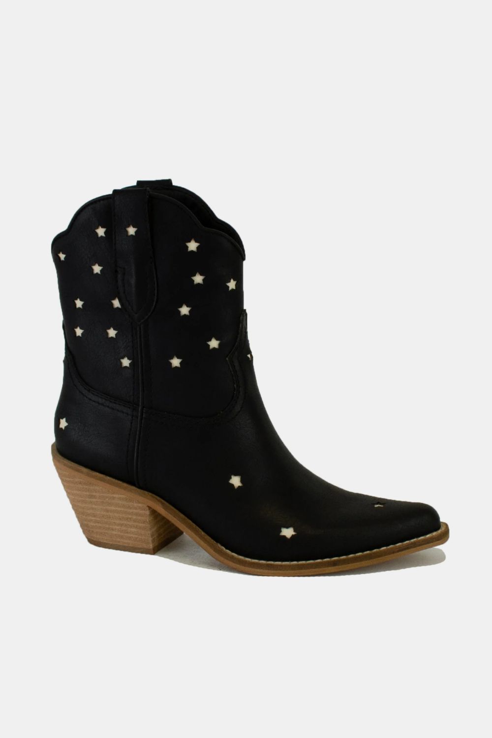 Beast Fashion Faux Leather Star-Shaped Cutouts Point Toe Boots-Chaelisa's New Jammies