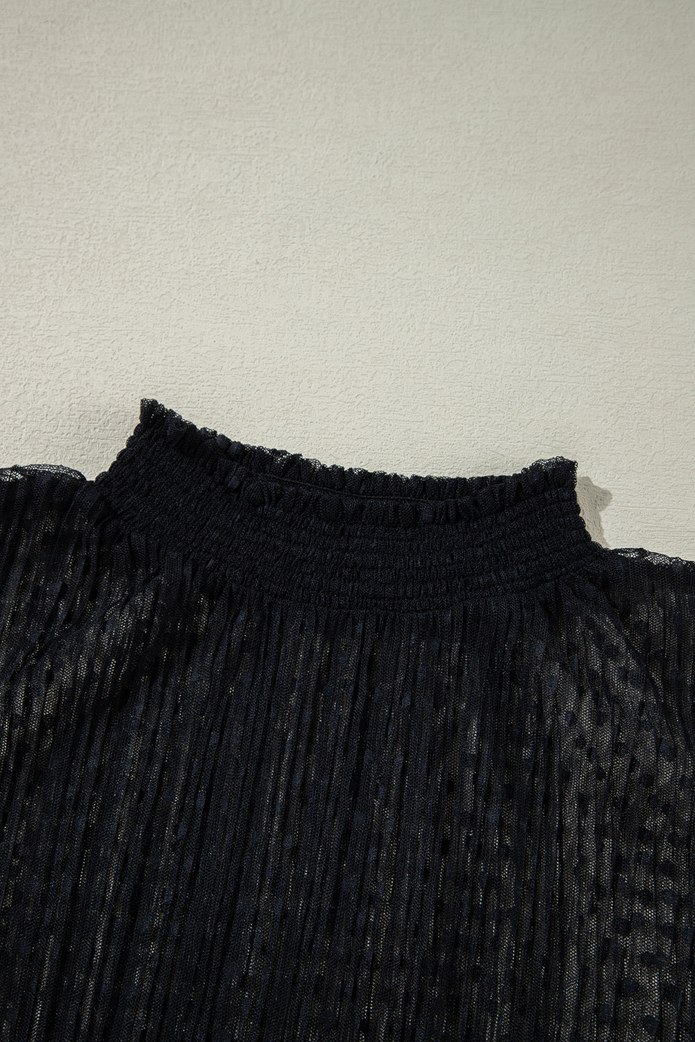 Black Dotty Lace Sheer Mock Neck Long Sleeve Blouse-Chaelisa's New Jammies