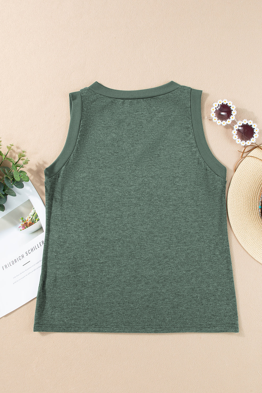 Mist Green Ribbed V Neck Tank-Chaelisa's New Jammies