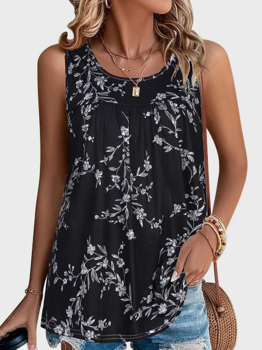 Printed Round Neck Tank-Chaelisa's New Jammies