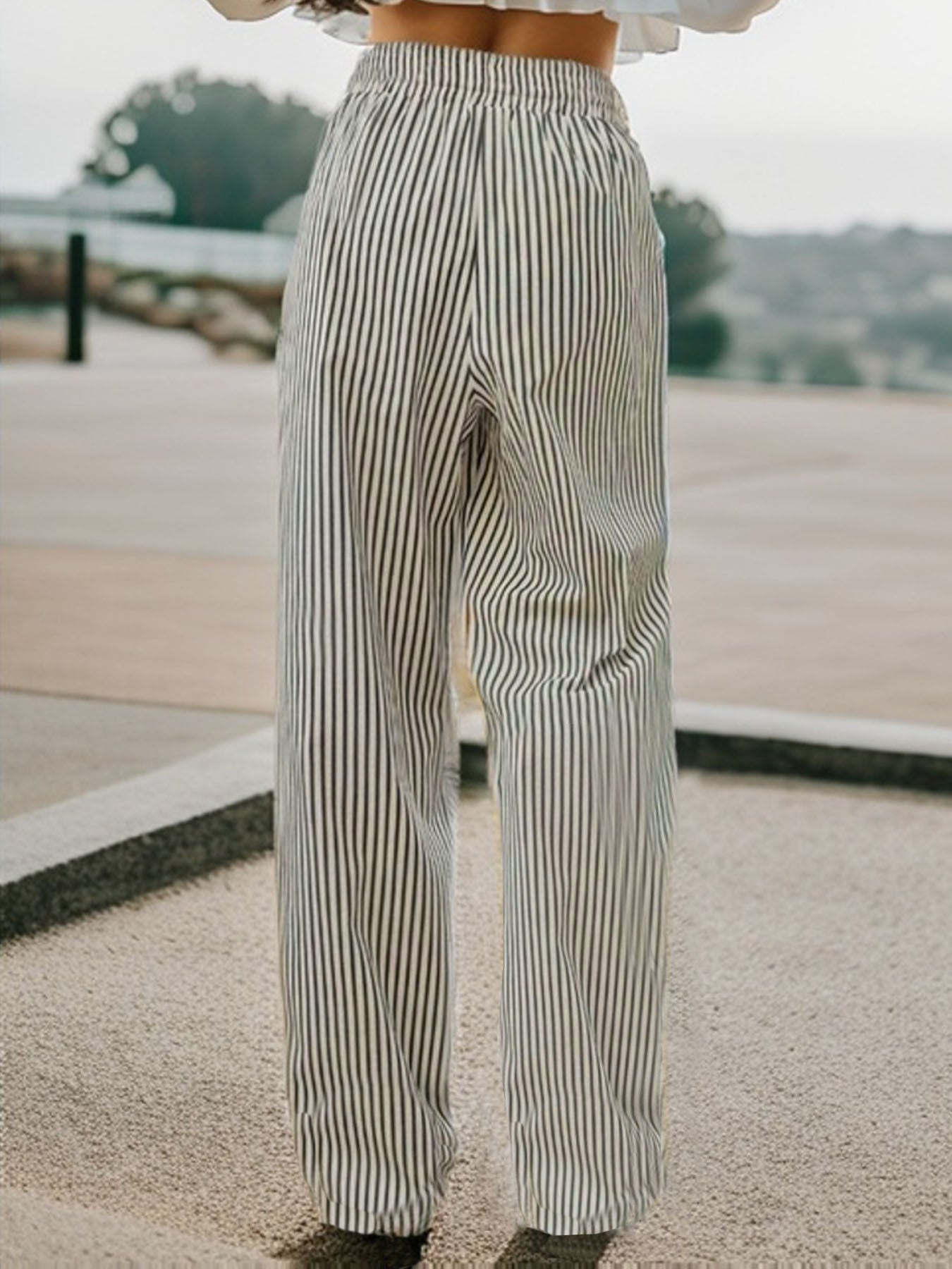 Drawstring Striped Elastic Waist Pants-Chaelisa's New Jammies