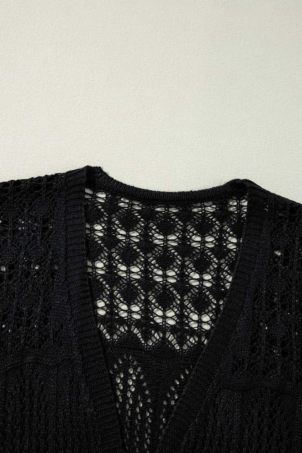 Black Crochet Hollow Out Open Front Cardigan-Chaelisa's New Jammies