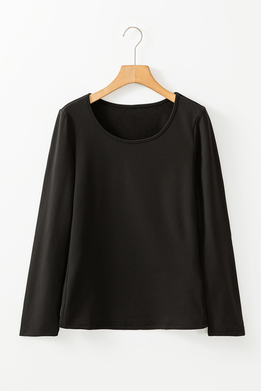 Black Solid Scoop Neck Slim Fit Thermal Top-Chaelisa's New Jammies