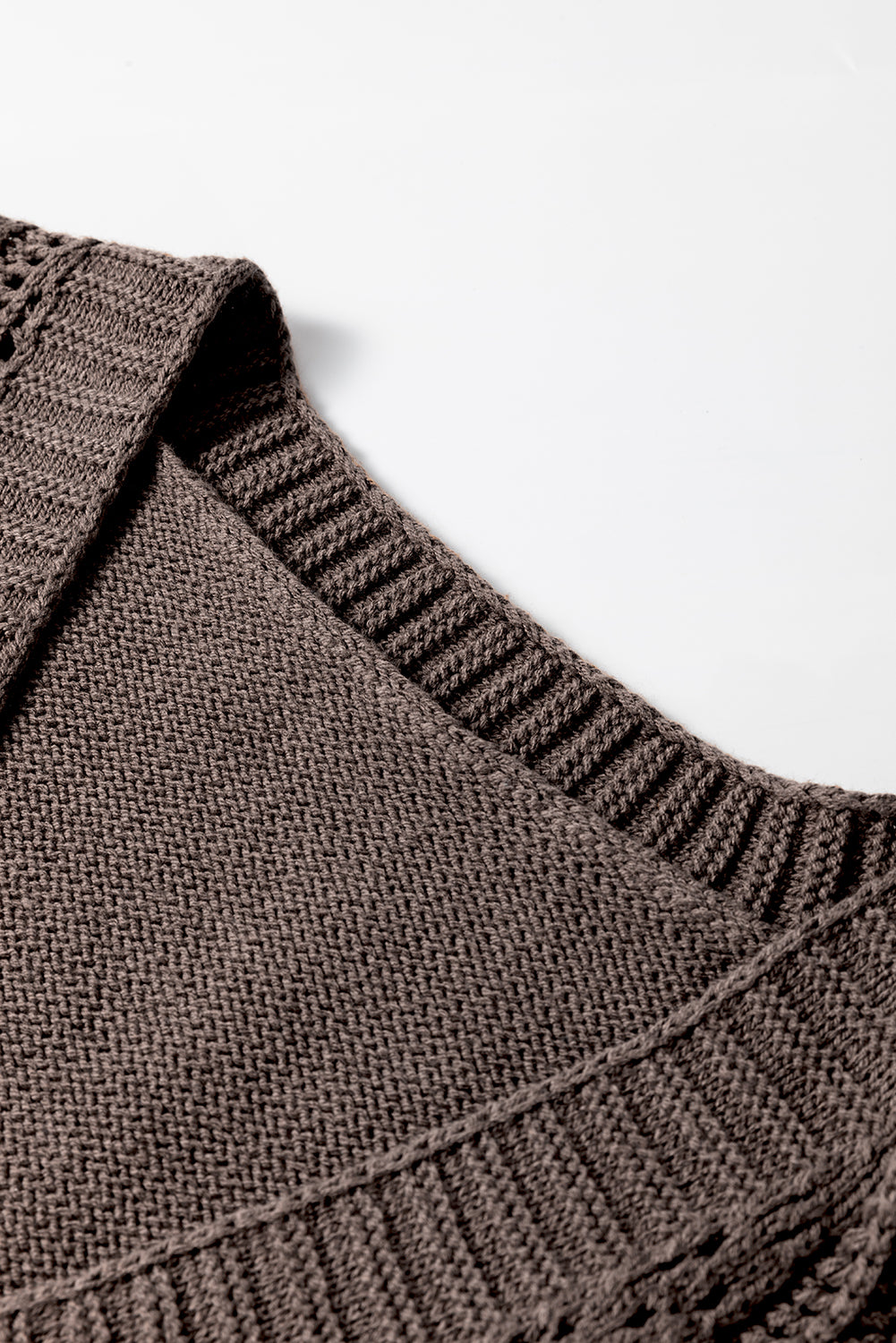 Dark Khaki Open Knit Drop Shoulder Sweater Cardigan-Chaelisa's New Jammies