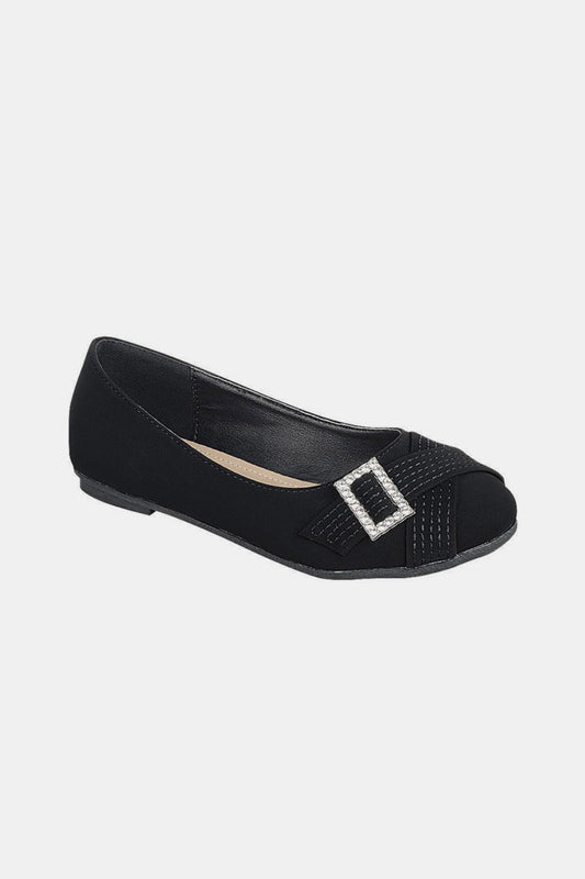 Forever Link Slip On Rhinestone Buckle Ballet Flats-Chaelisa's New Jammies
