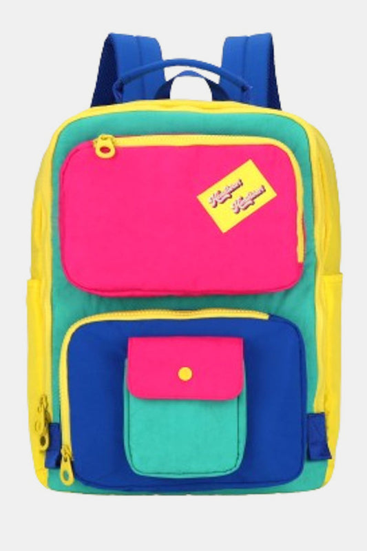 Himawari Contrast Nylon Backpack Bag with Handles-Chaelisa's New Jammies