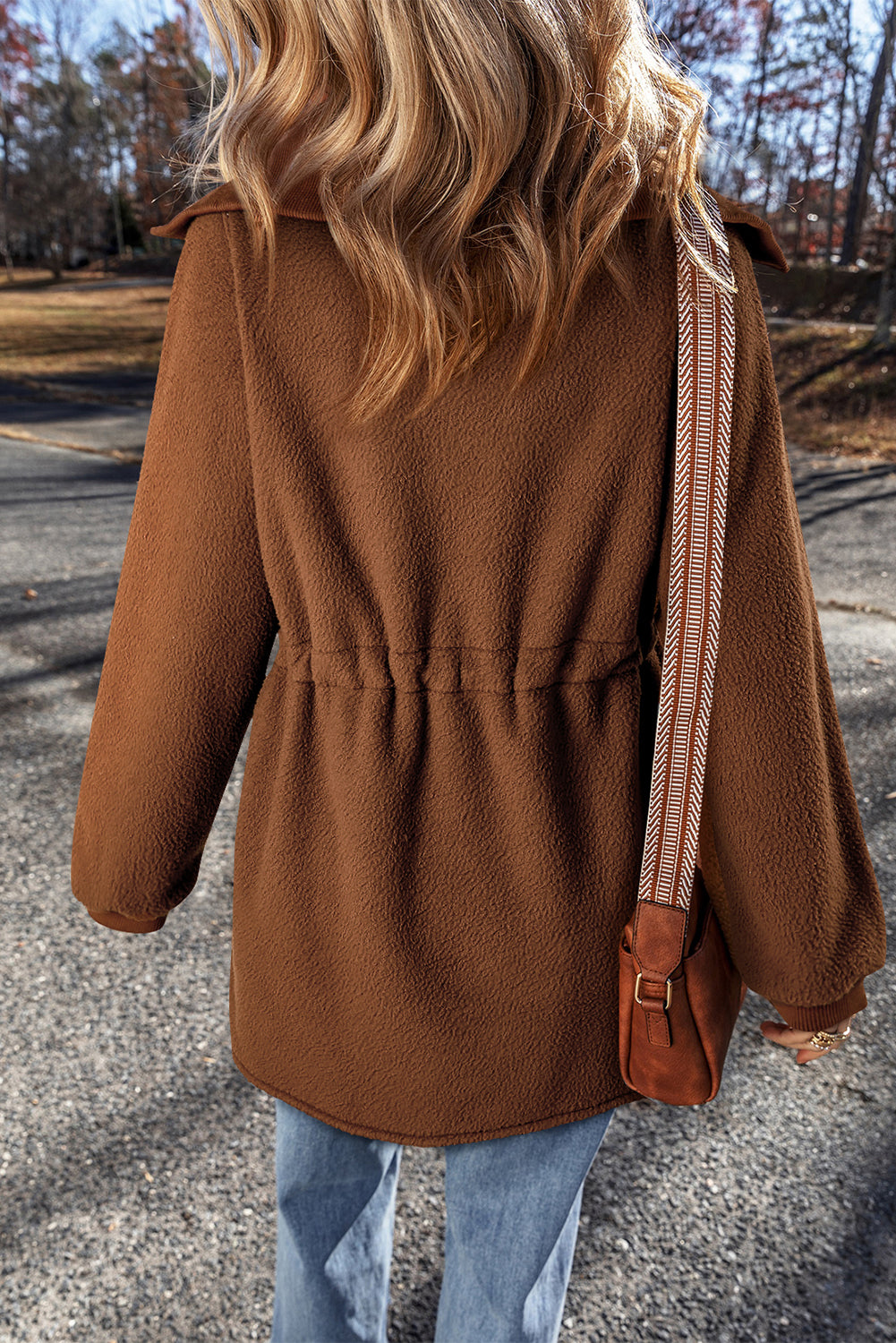 Brown Half Zip Fleece Pullover Sweatshirt-Chaelisa's New Jammies