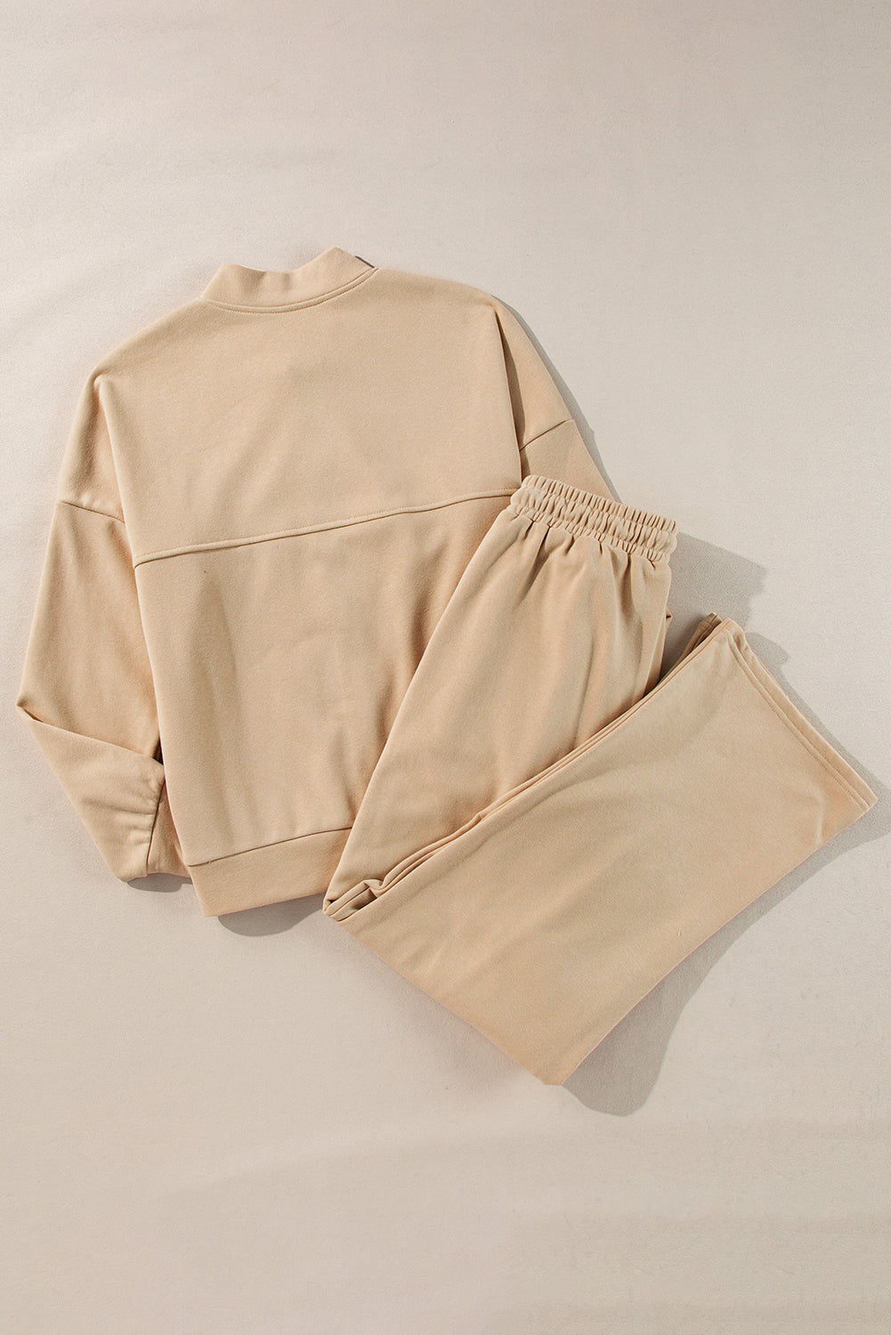 Apricot Solid Seamed Zipper Jacket and Drawstring Waist Pants Set-Chaelisa's New Jammies
