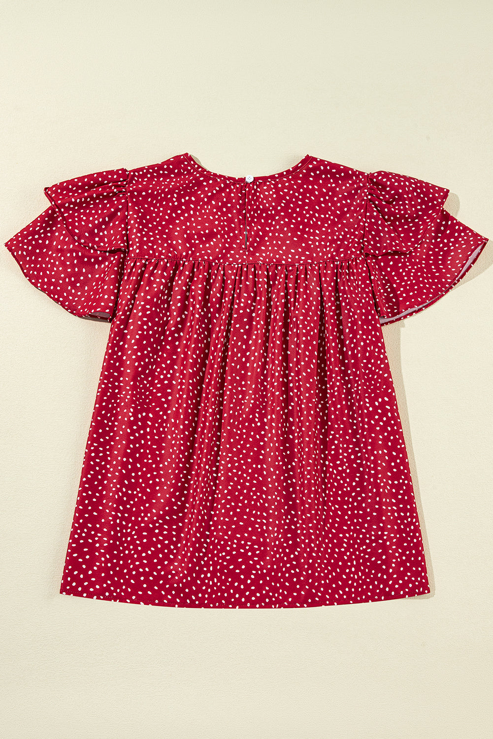Laurel Green Spotted Print Pleated Ruffle Sleeve Blouse-Chaelisa's New Jammies