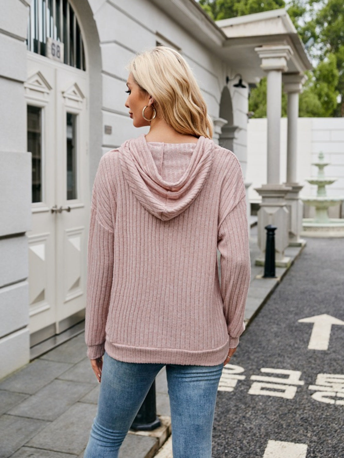 Ribbed Drawstring Long Sleeve Hoodie-Chaelisa's New Jammies