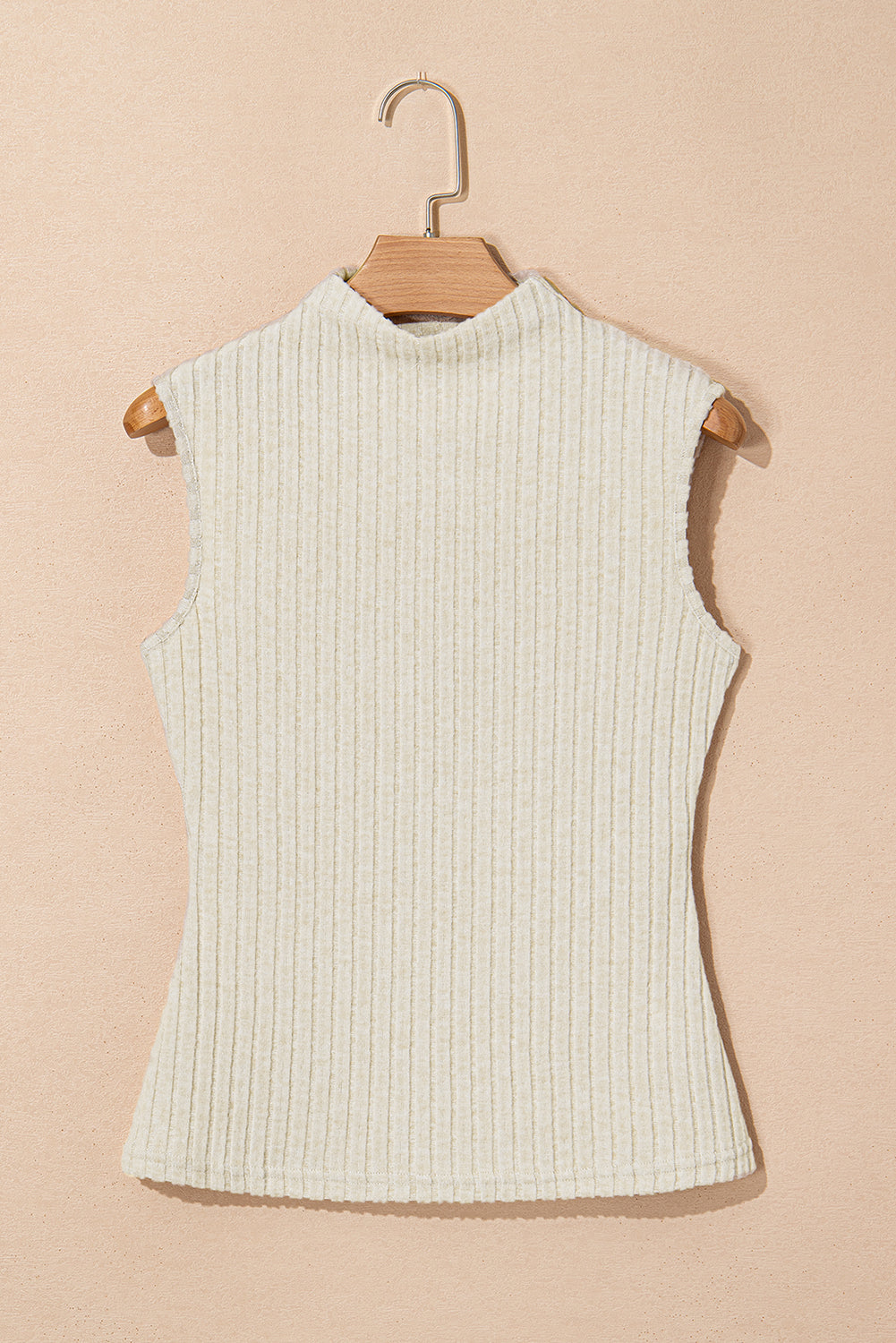Apricot Ribbed Knit Mock Neck Tank Top-Chaelisa's New Jammies