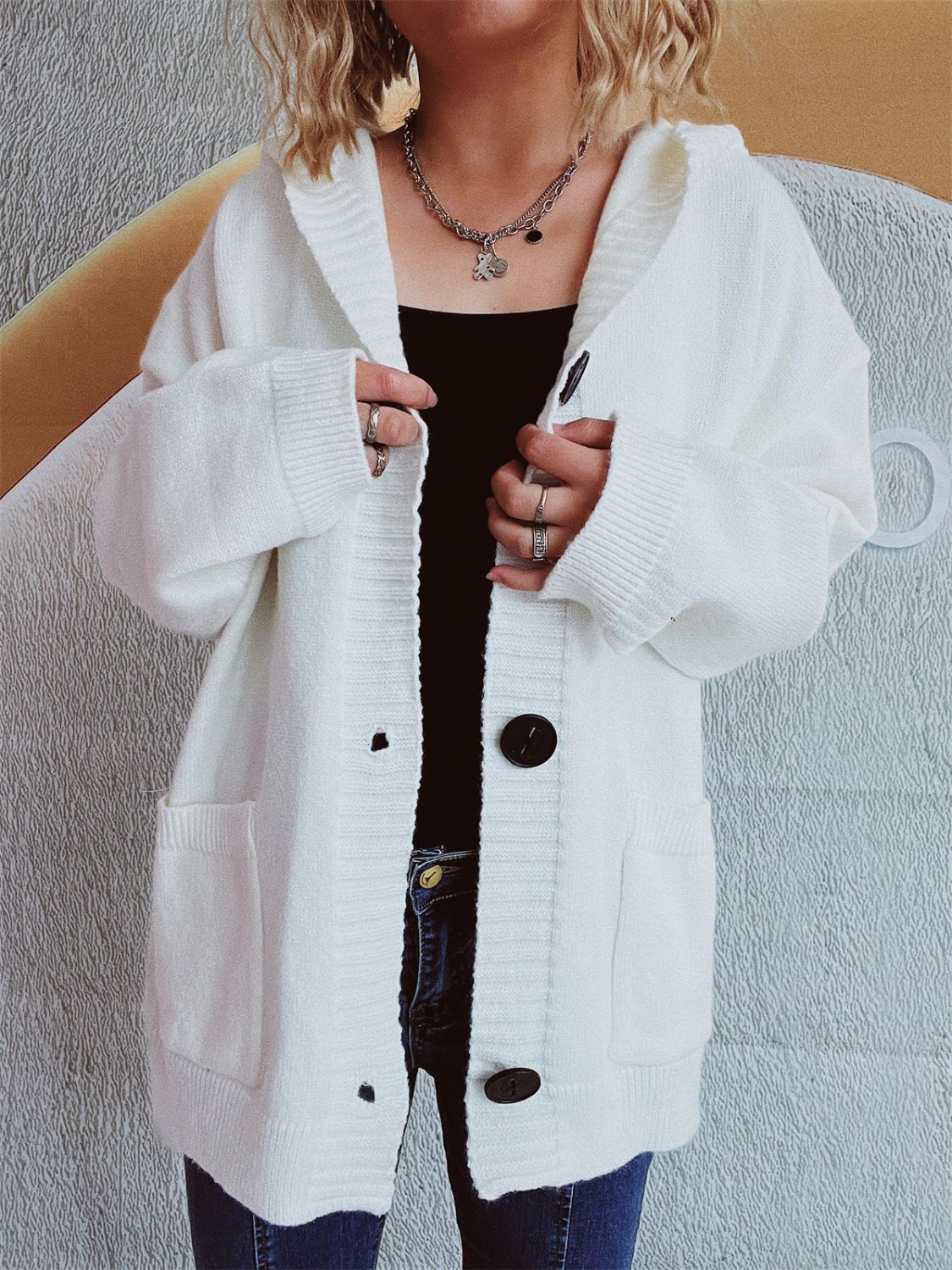 Dropped Shoulder Long Sleeve Hooded Cardigan-Chaelisa's New Jammies