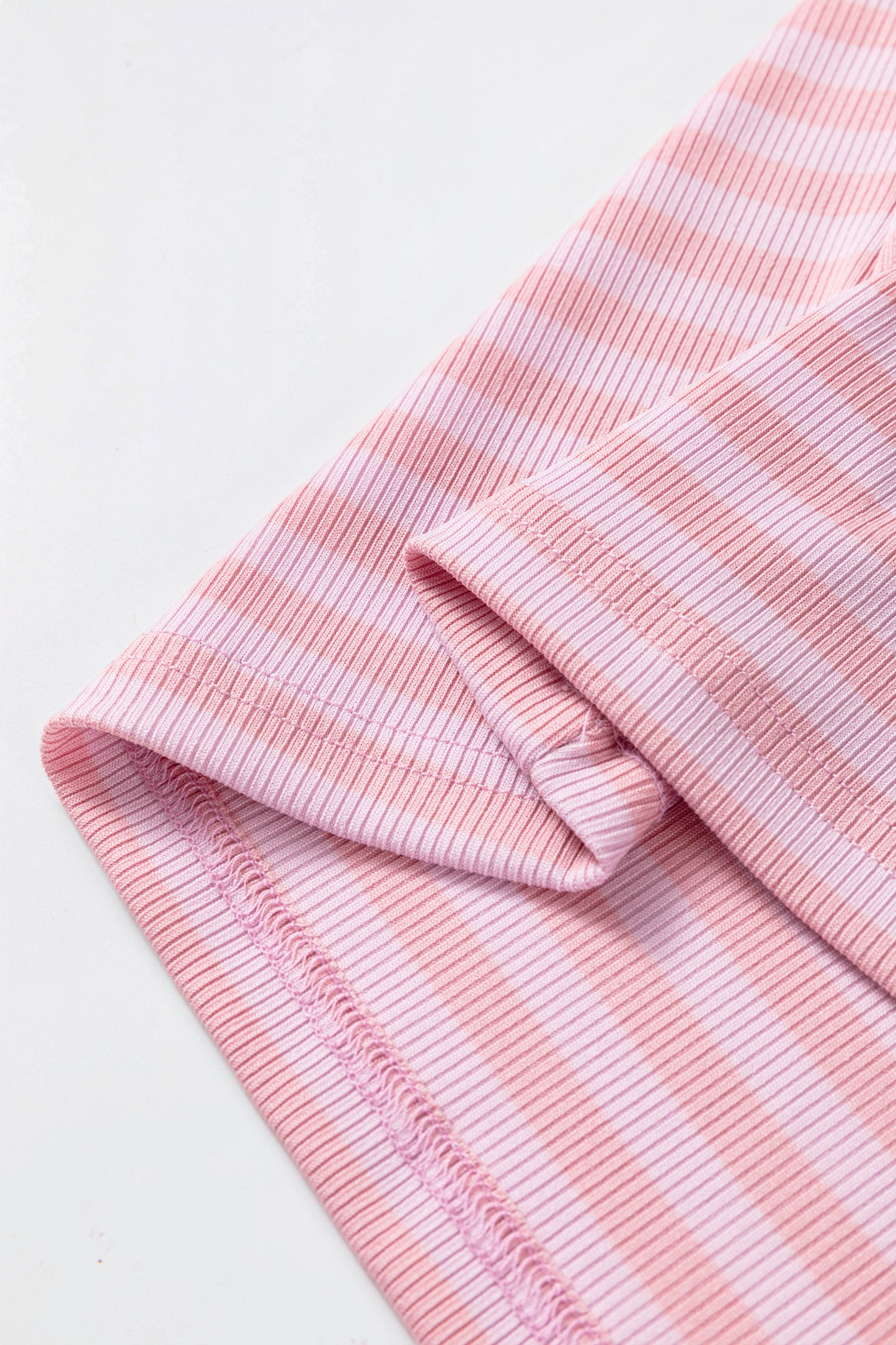 Pink Stripe Ribbed Knit Slim Tank Top