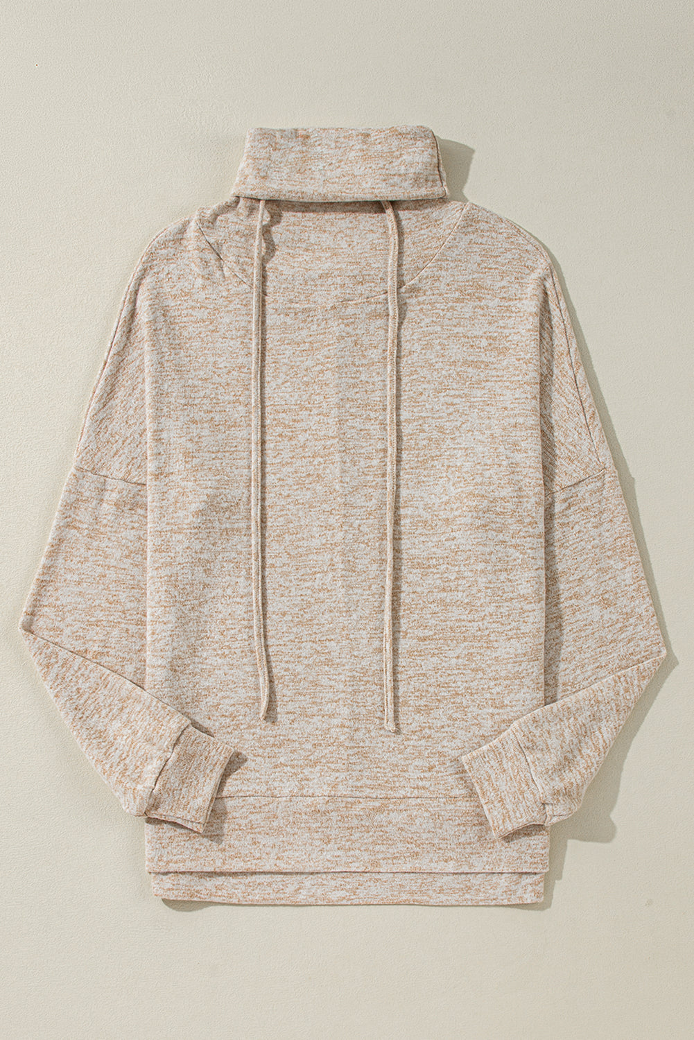 Apricot Drawstring Cowl High Neck Long Sleeve Split Top-Chaelisa's New Jammies