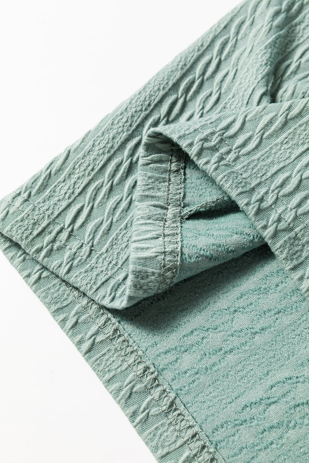 Mint Green Button Front Textured Drawstring Hooded Long Sleeve Top-Chaelisa's New Jammies