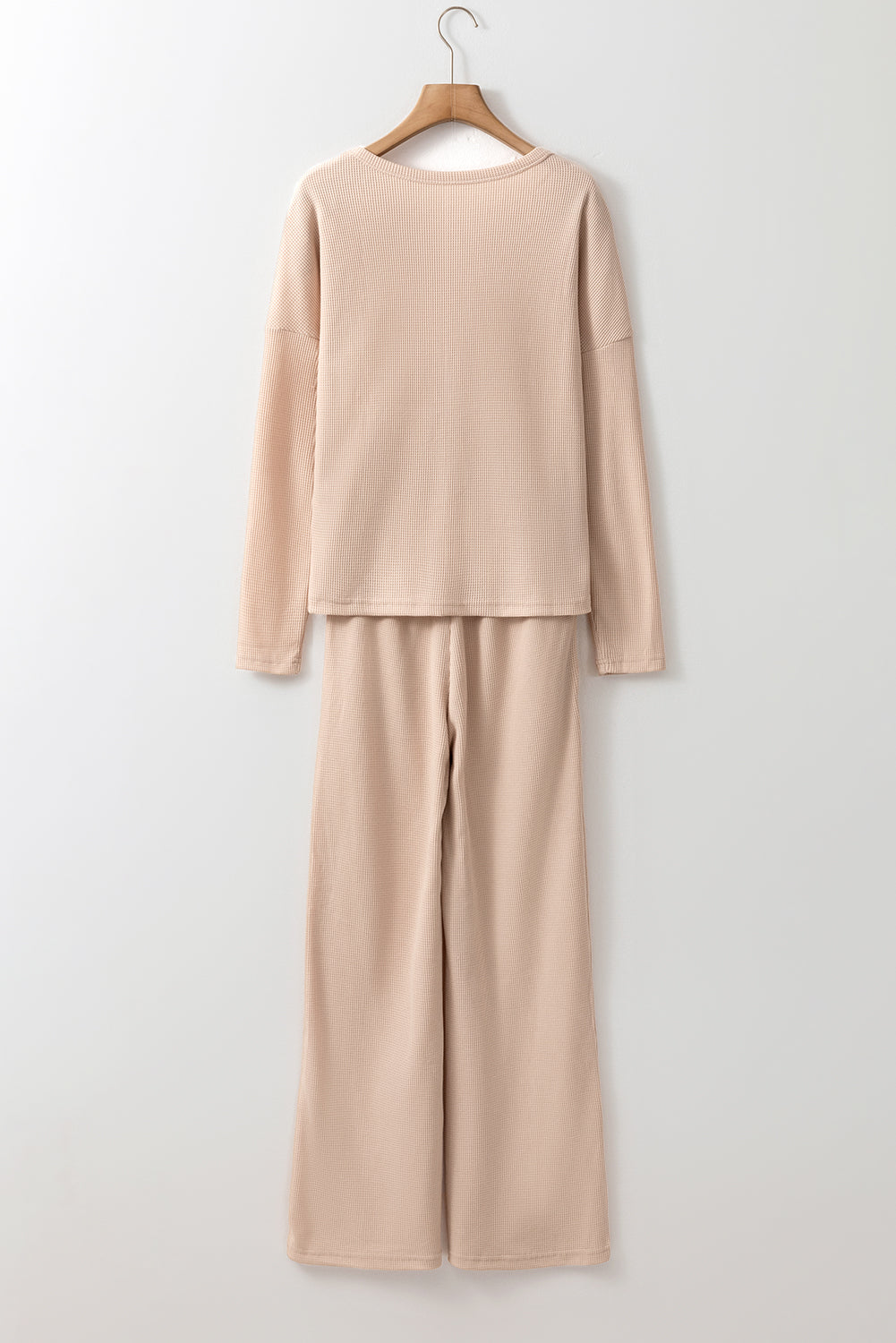 Parchment Textured Long Sleeve T Shirt and Pants Lounge Set-Chaelisa's New Jammies