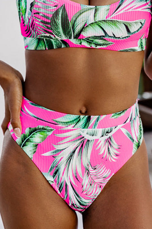 Rose Tropical Print Textured Bikini Bottoms-Chaelisa's New Jammies