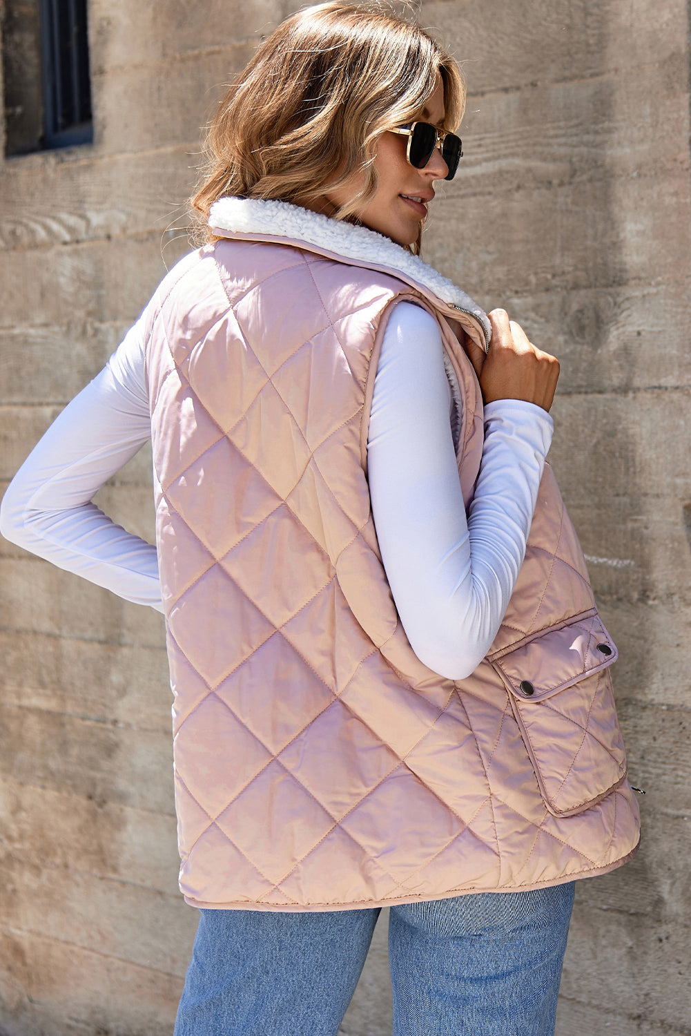 Pink Fleece Lined Quilted Vest Coats-Chaelisa's New Jammies
