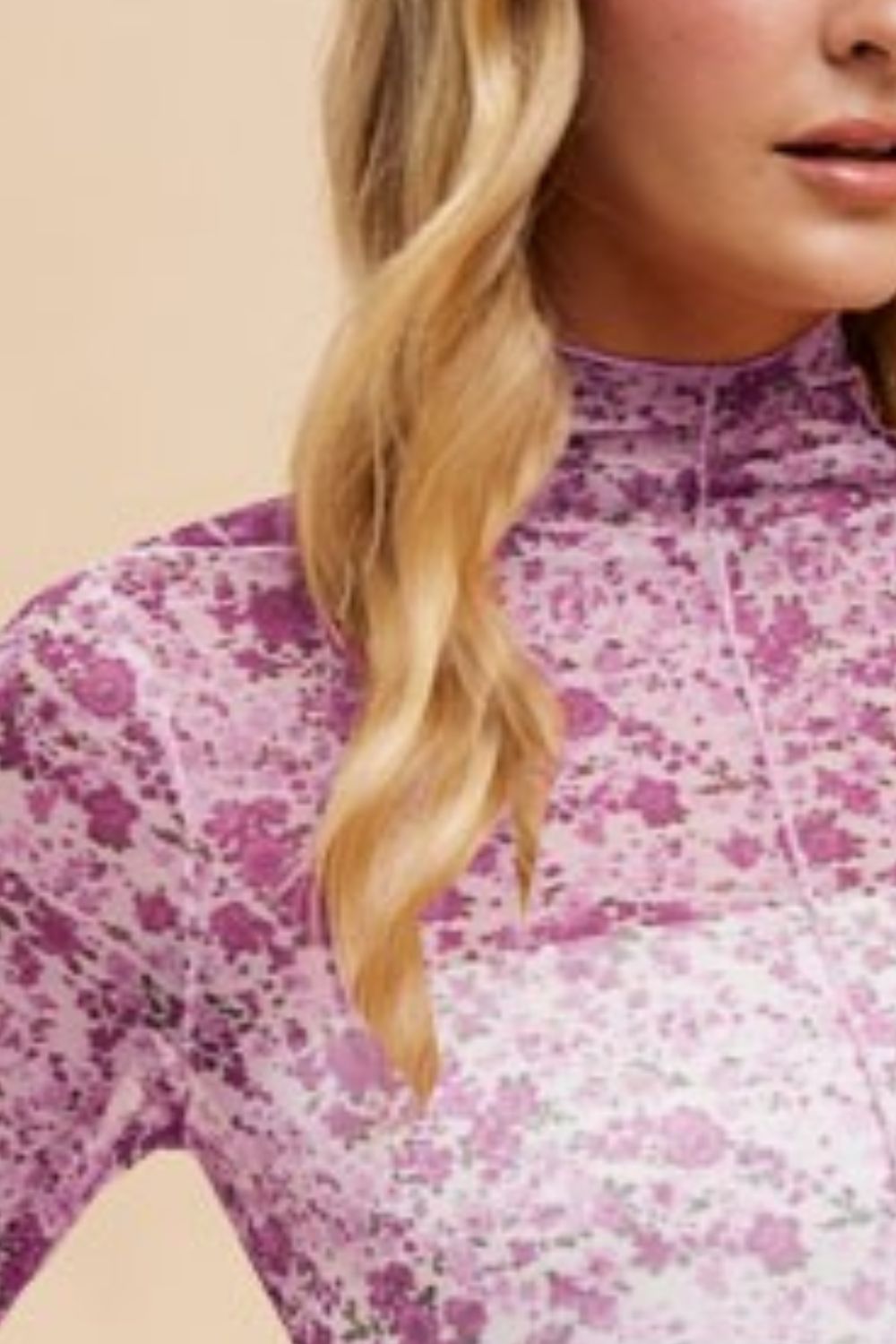 Annie Wear Floral Lettuce Hem Sheer Mesh Top-Chaelisa's New Jammies