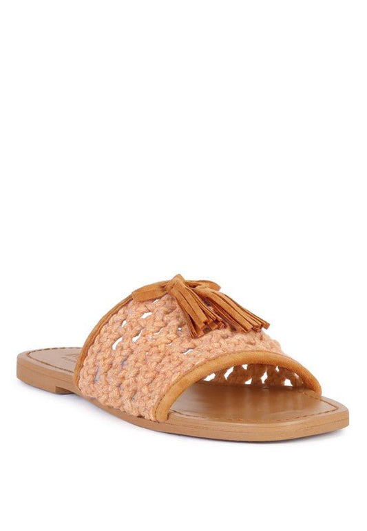 CEDAR HANDWOVEN NATURAL TASSEL FLATS - Chaelisa's New Jammies