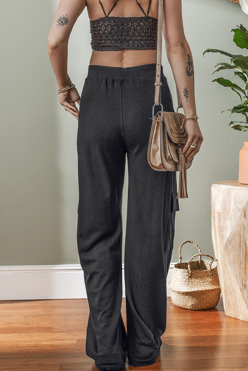 Carbon Grey Cargo Pockets Drawstring Sweatpants-Chaelisa's New Jammies