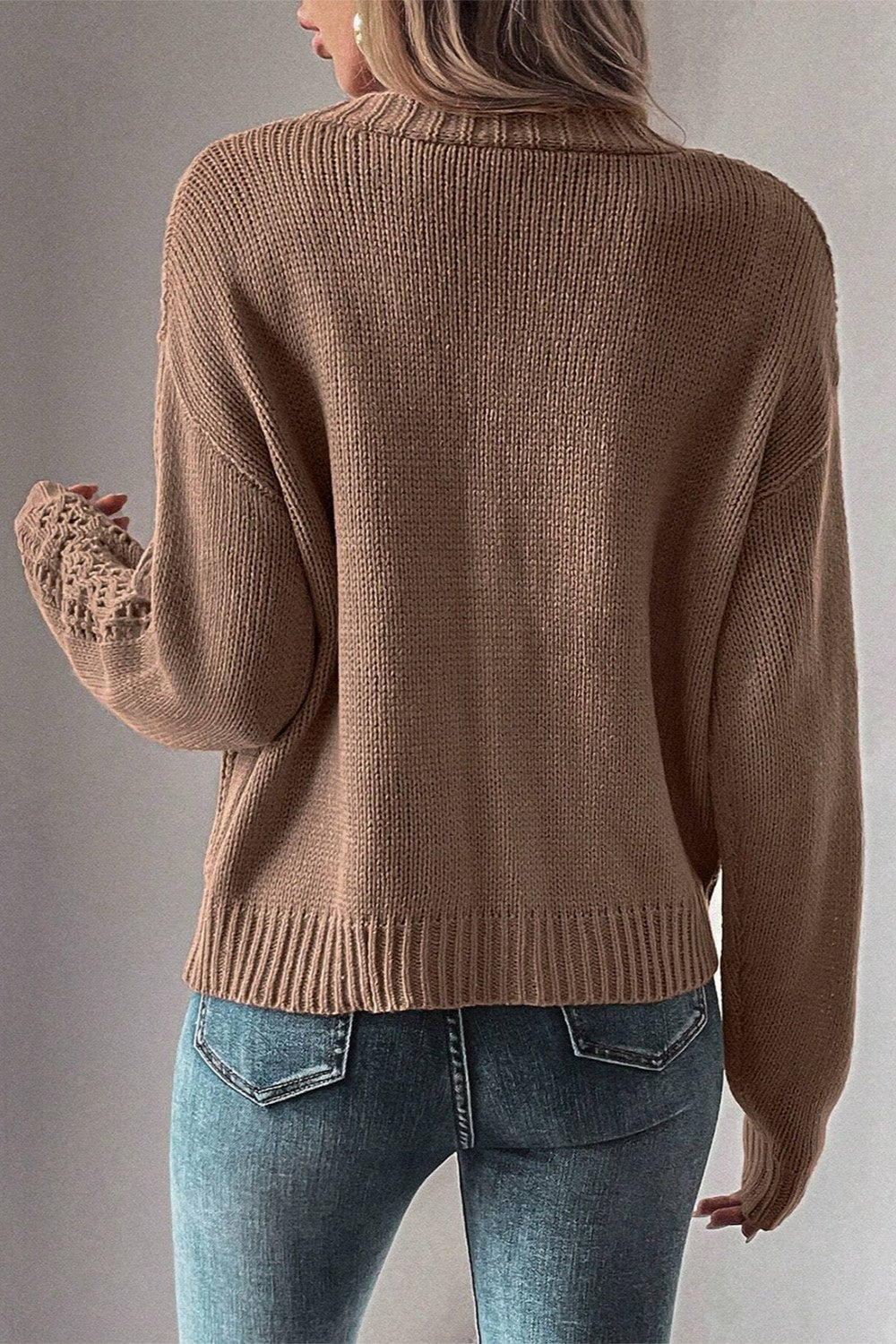 Openwork Button Up Long Sleeve Cardigan-Chaelisa's New Jammies