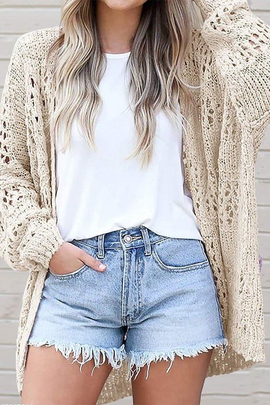 Crochet Dolman Knit Sleeve Cardigan - Chaelisa's New Jammies