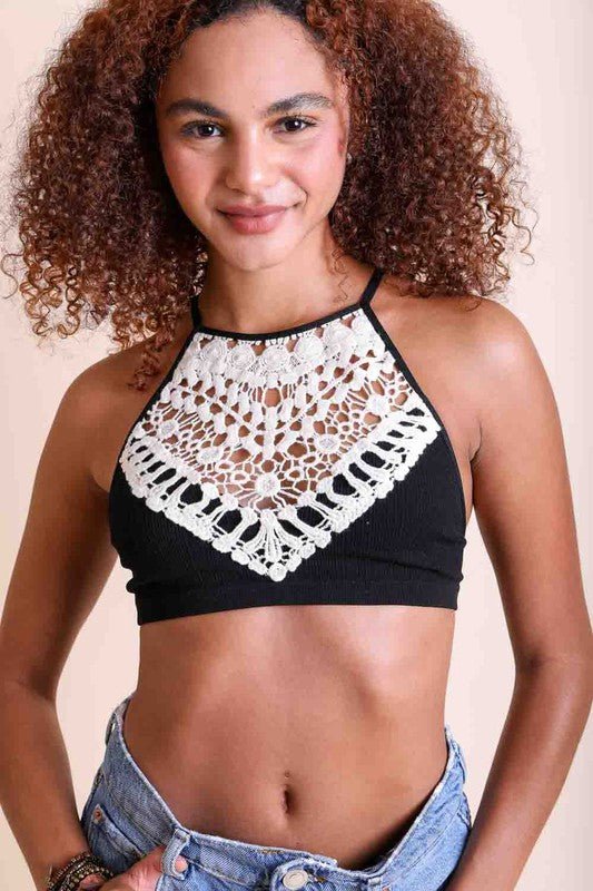 Crochet Lace High Neck Bralette - Chaelisa's New Jammies