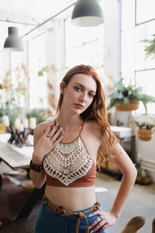 Crochet Lace High Neck Bralette - Chaelisa's New Jammies