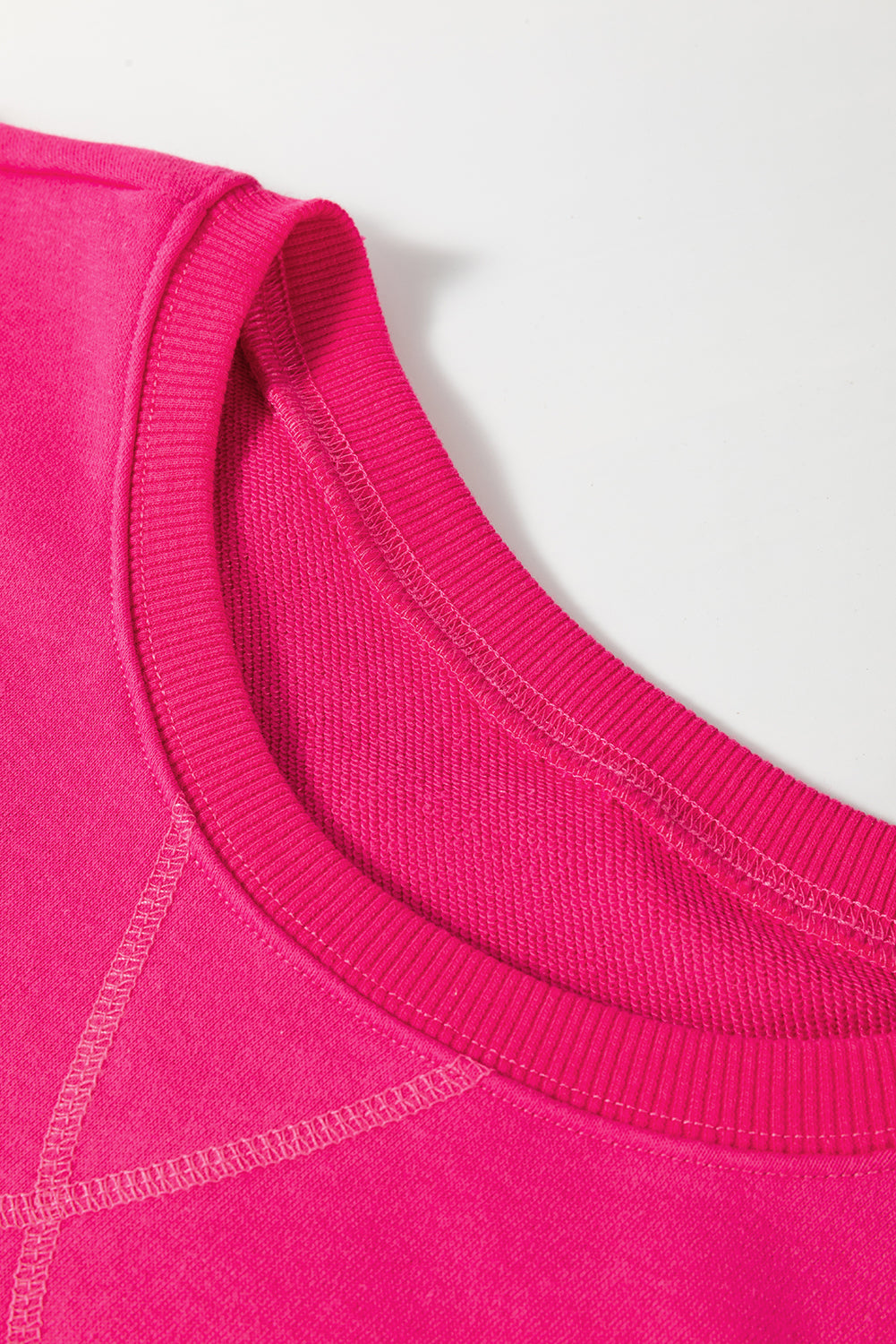Rose Red Drop Shoulder Crisscross Stitching Pocketed Loose Sweatshirt-Chaelisa's New Jammies