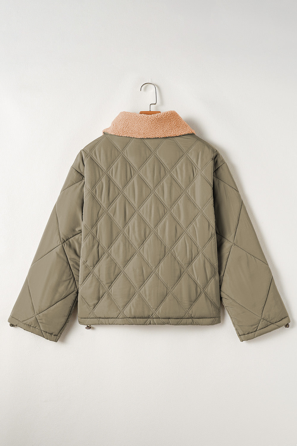 Jungle Green Teddy Collar Flap Pockets Quilted Puffer Jacket-Chaelisa's New Jammies