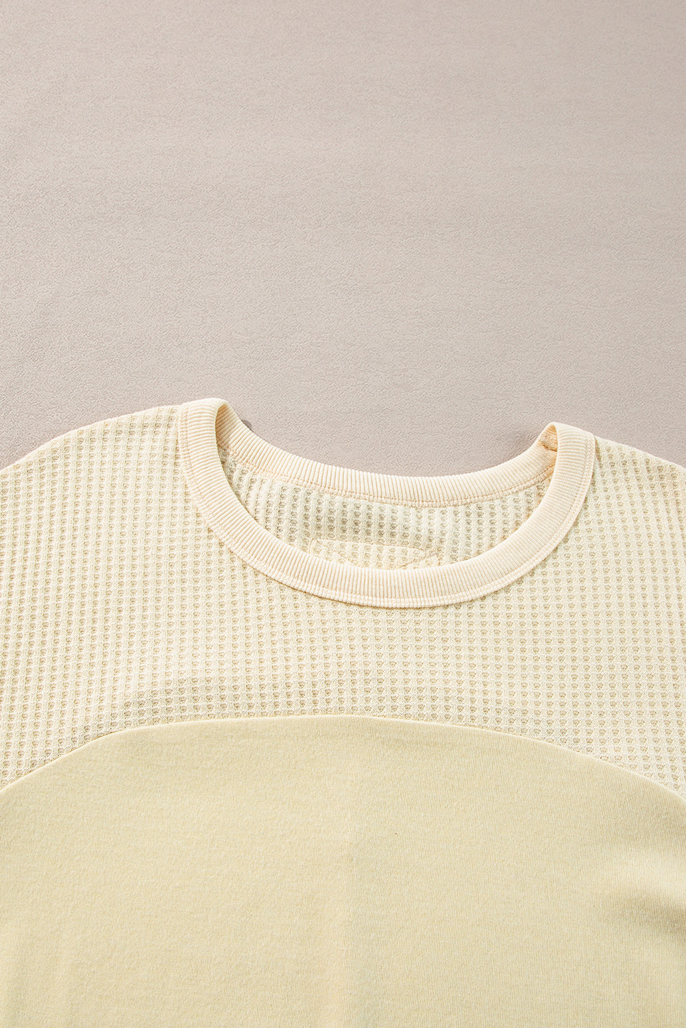 Beige Thermal Knit Patchwork Exposed Seam Long Sleeve Top-Chaelisa's New Jammies