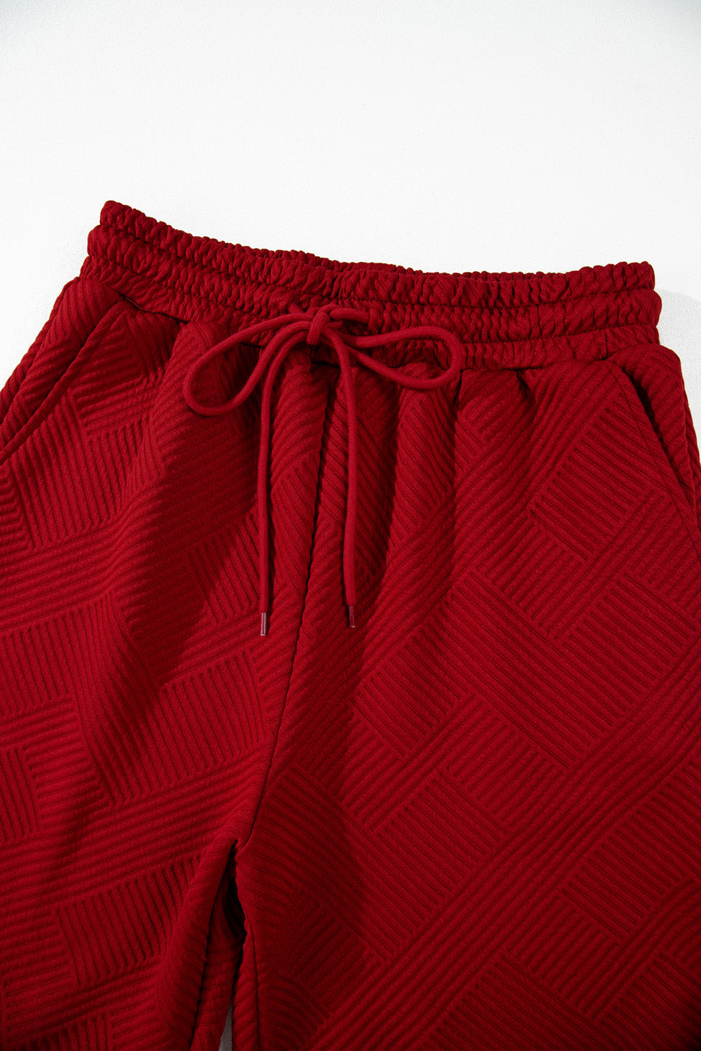 Red Dahlia Textured Loose Fit T Shirt and Drawstring Pants Set-Chaelisa's New Jammies