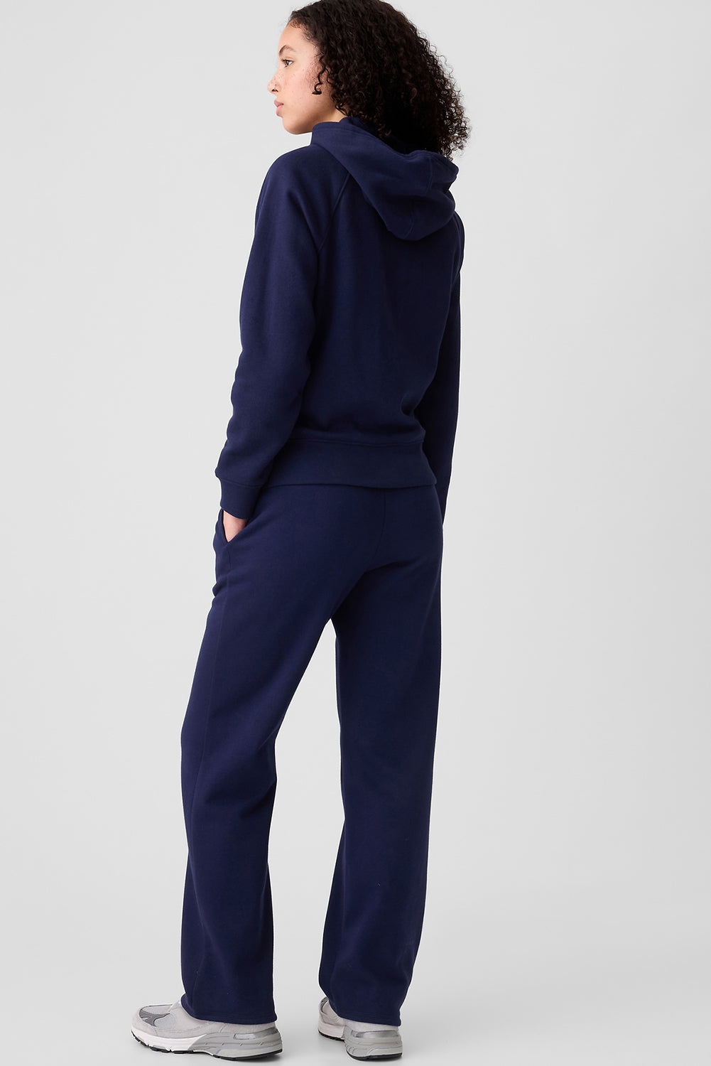 Navy Blue Solid Color Drawstring Waist Casual Straight Pants-Chaelisa's New Jammies