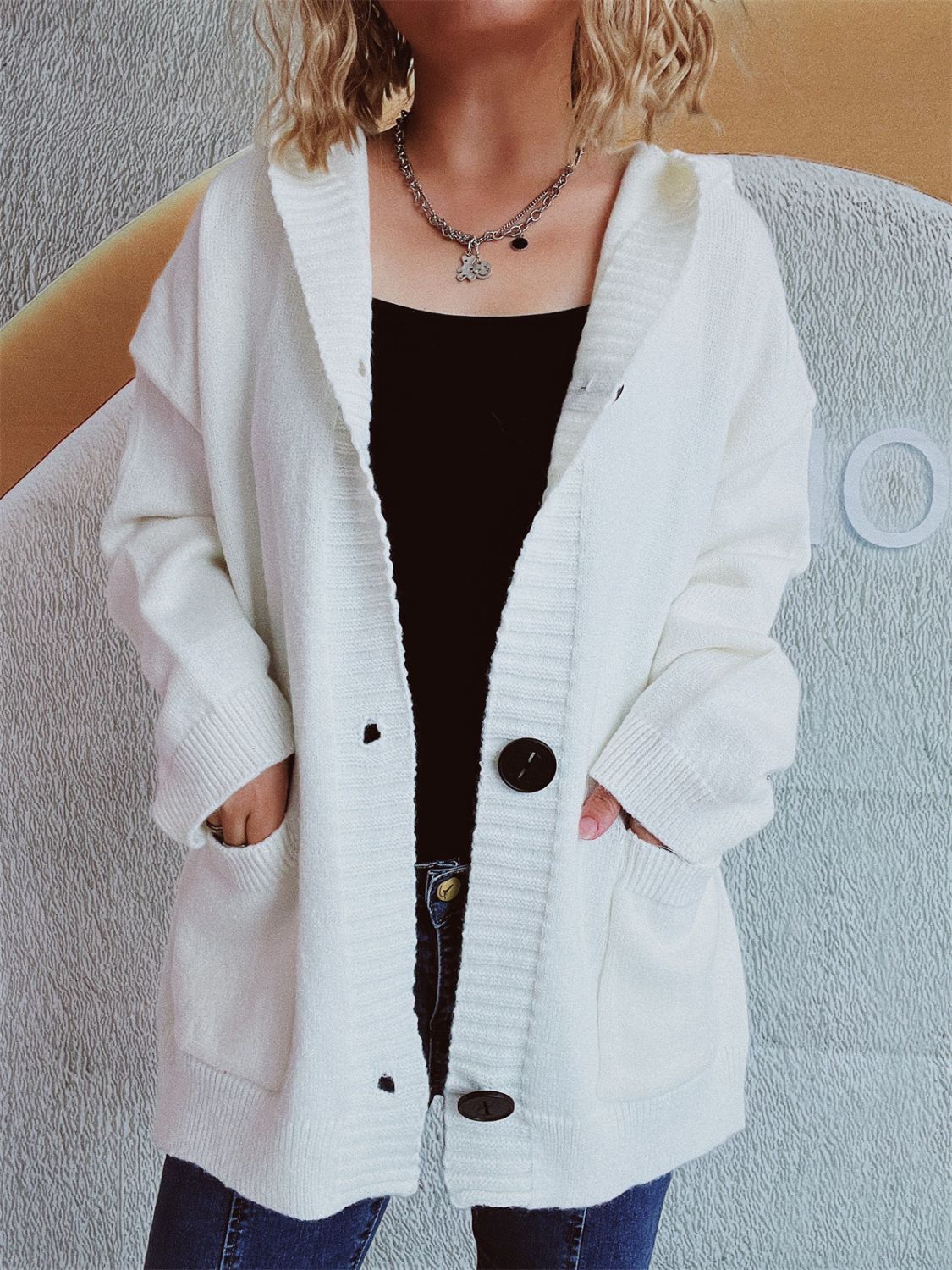 Dropped Shoulder Long Sleeve Hooded Cardigan-Chaelisa's New Jammies