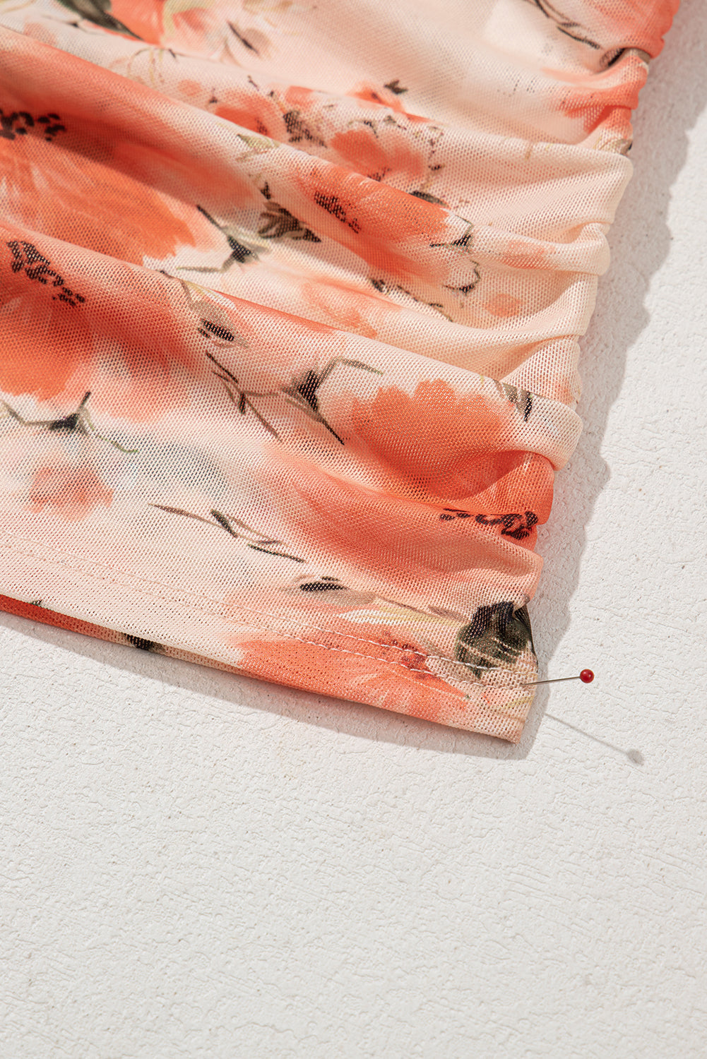 Red Mesh Floral Printed Slim Fit Tank Top-Chaelisa's New Jammies