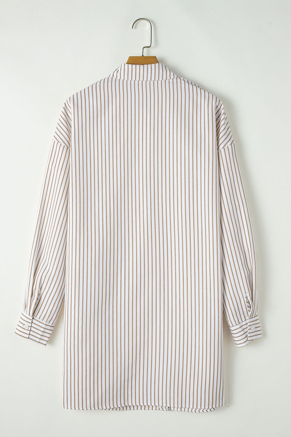 Khaki Stripe Long Sleeve Button Up Mini Shirt Dress-Chaelisa's New Jammies