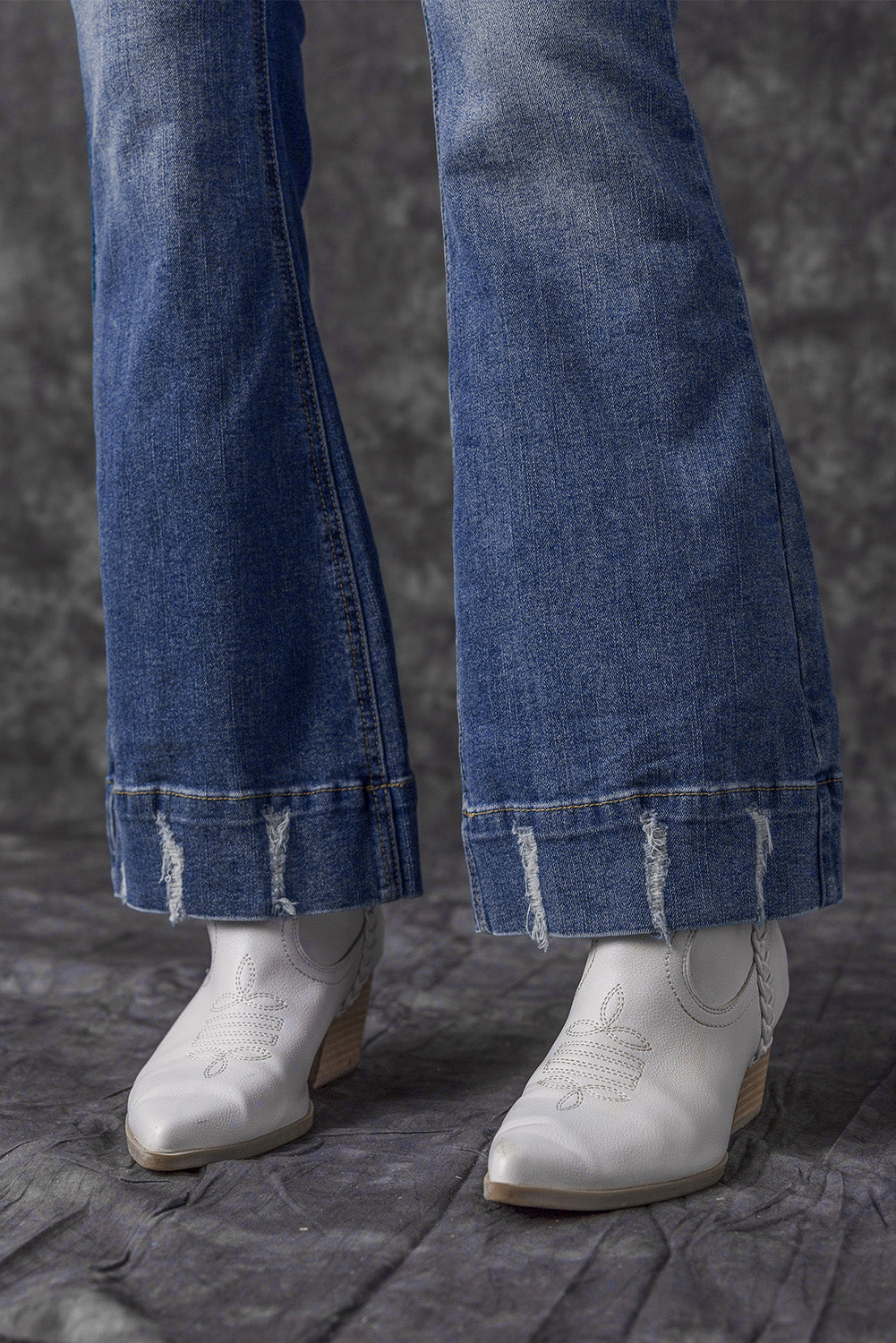 Sky Blue Slight Distressed Medium Wash Flare Jeans-Chaelisa's New Jammies