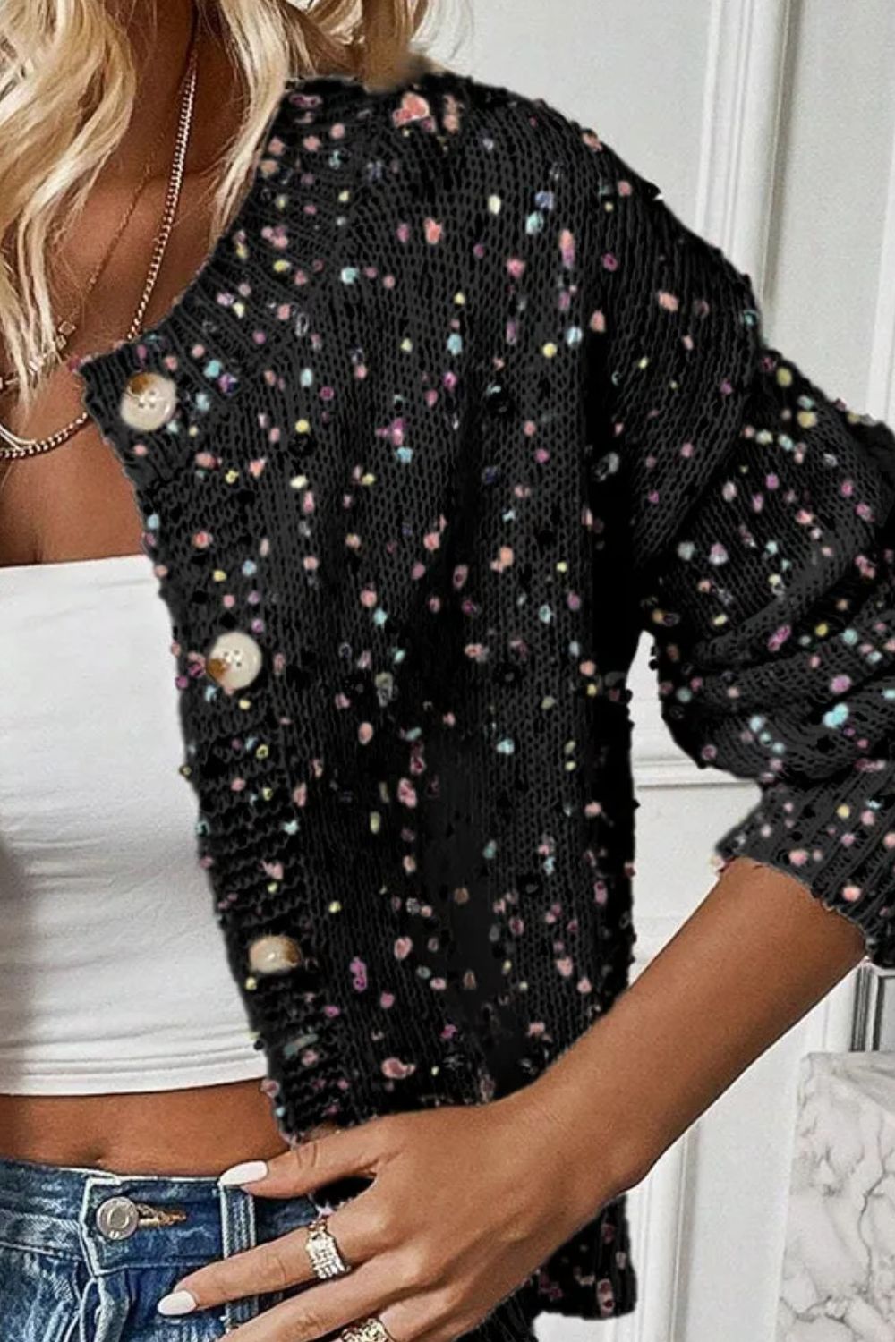 Confetti Button Up Long Sleeve Cardigan-Chaelisa's New Jammies