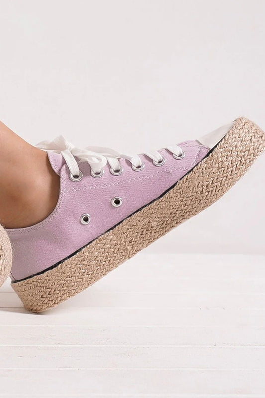 Beast Fashion Lace Up Woven Espadrille Sole Sneakers-Chaelisa's New Jammies