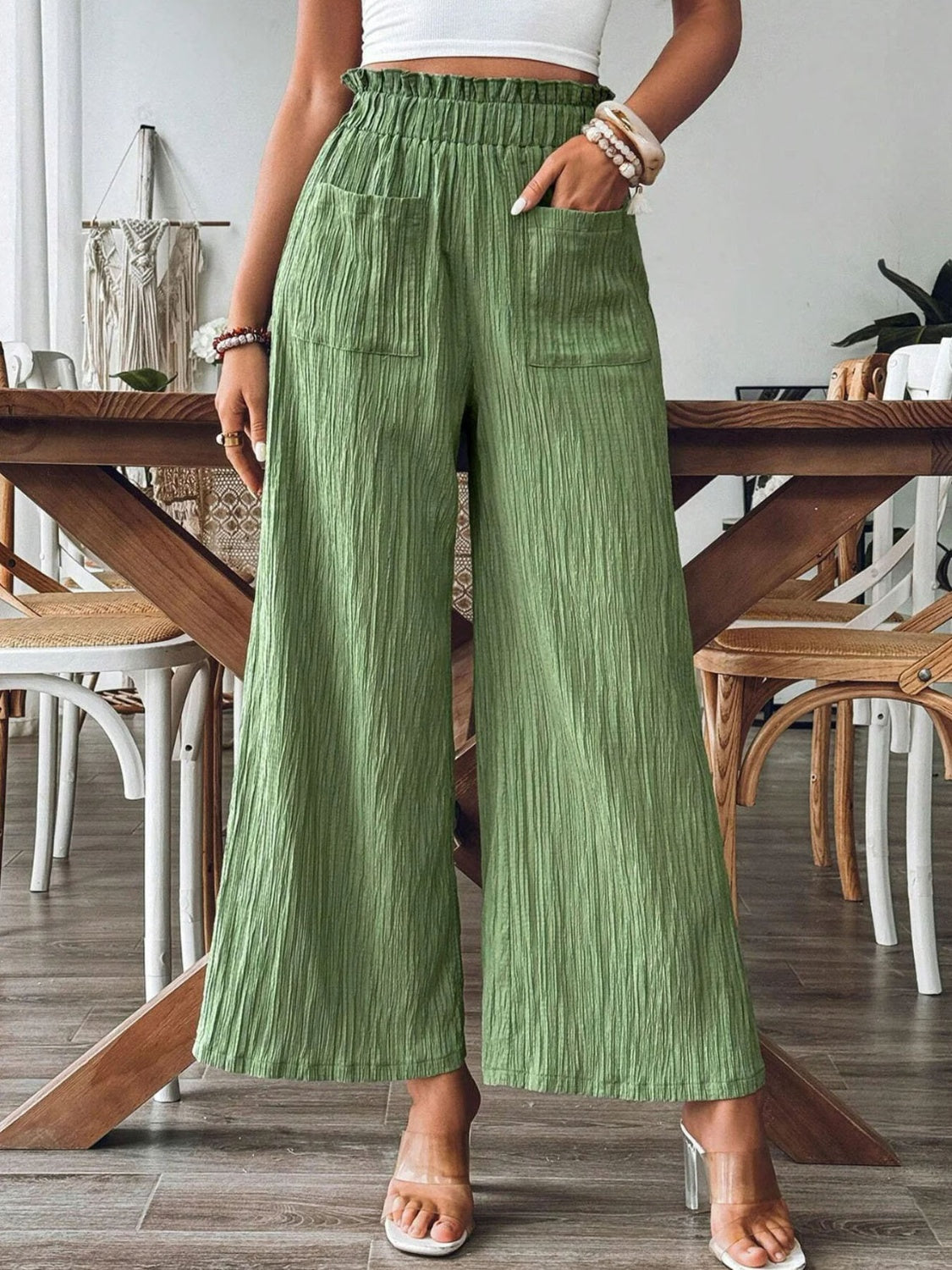 Frill Wide Leg Pants-Chaelisa's New Jammies
