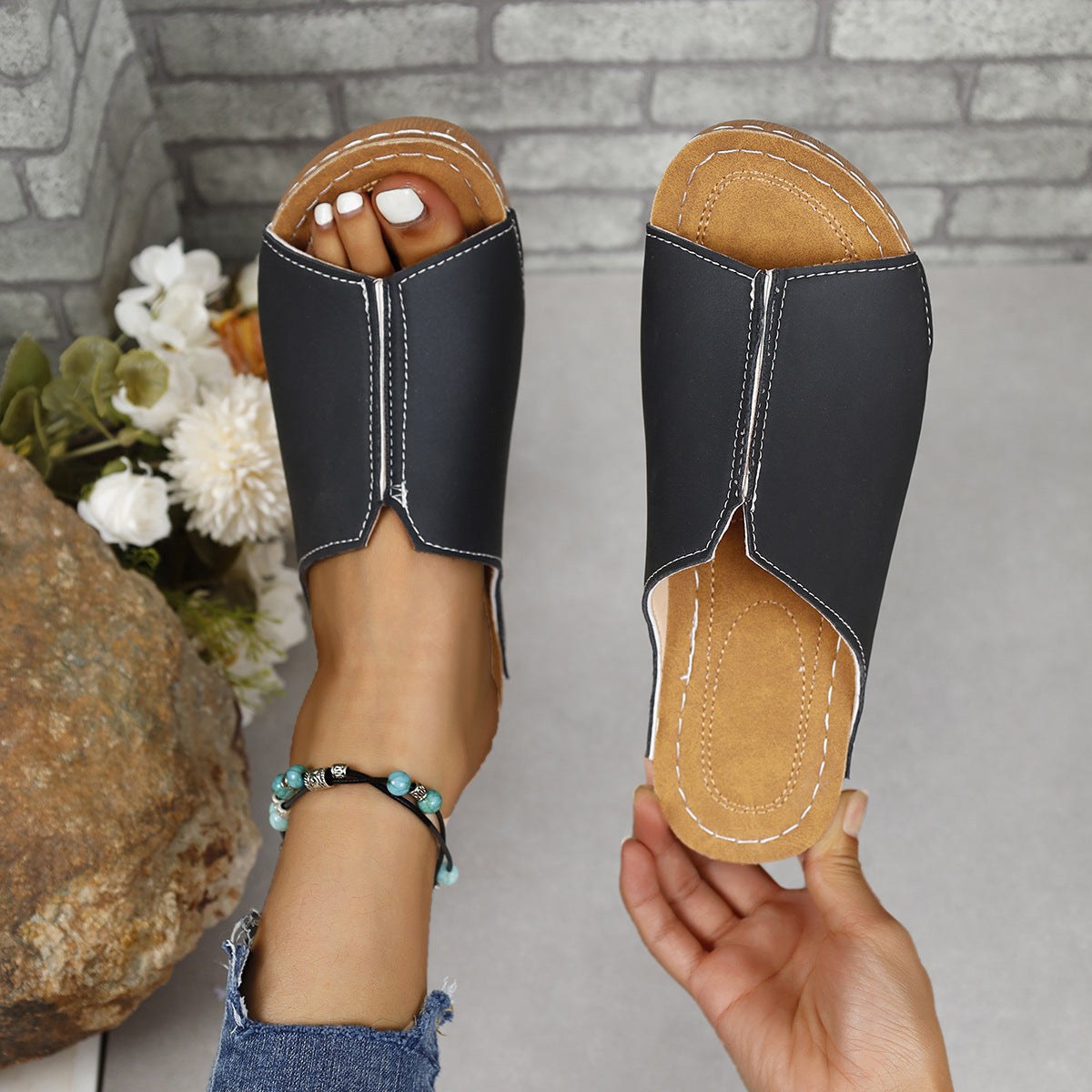 PU Leather Open Toe Sandals-Chaelisa's New Jammies