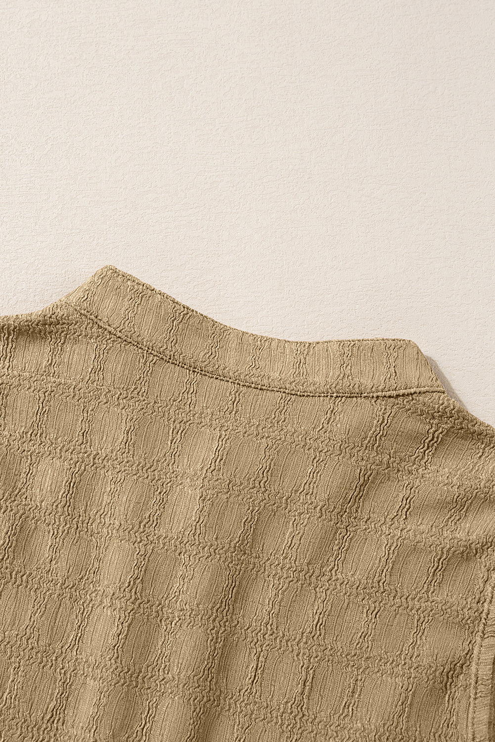 Light French Beige Lattice Textured Split Neck Tank Top-Chaelisa's New Jammies