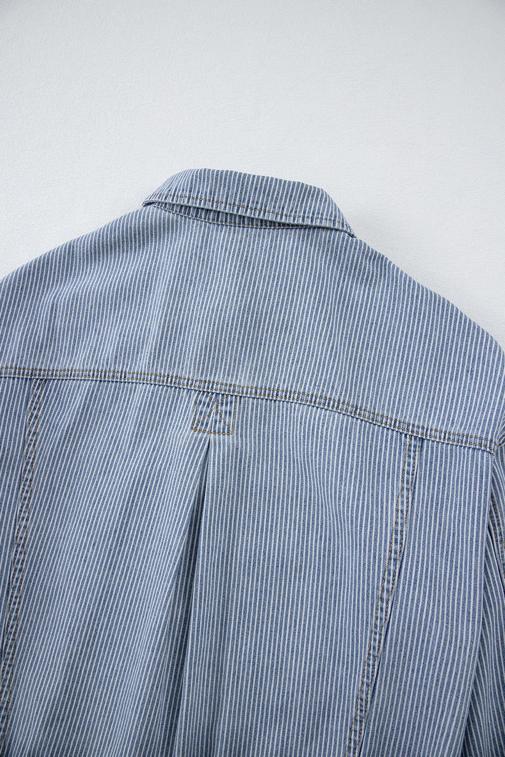 Sky Blue Stripe Washed Oversize Pocketed Denim Jacket-Chaelisa's New Jammies