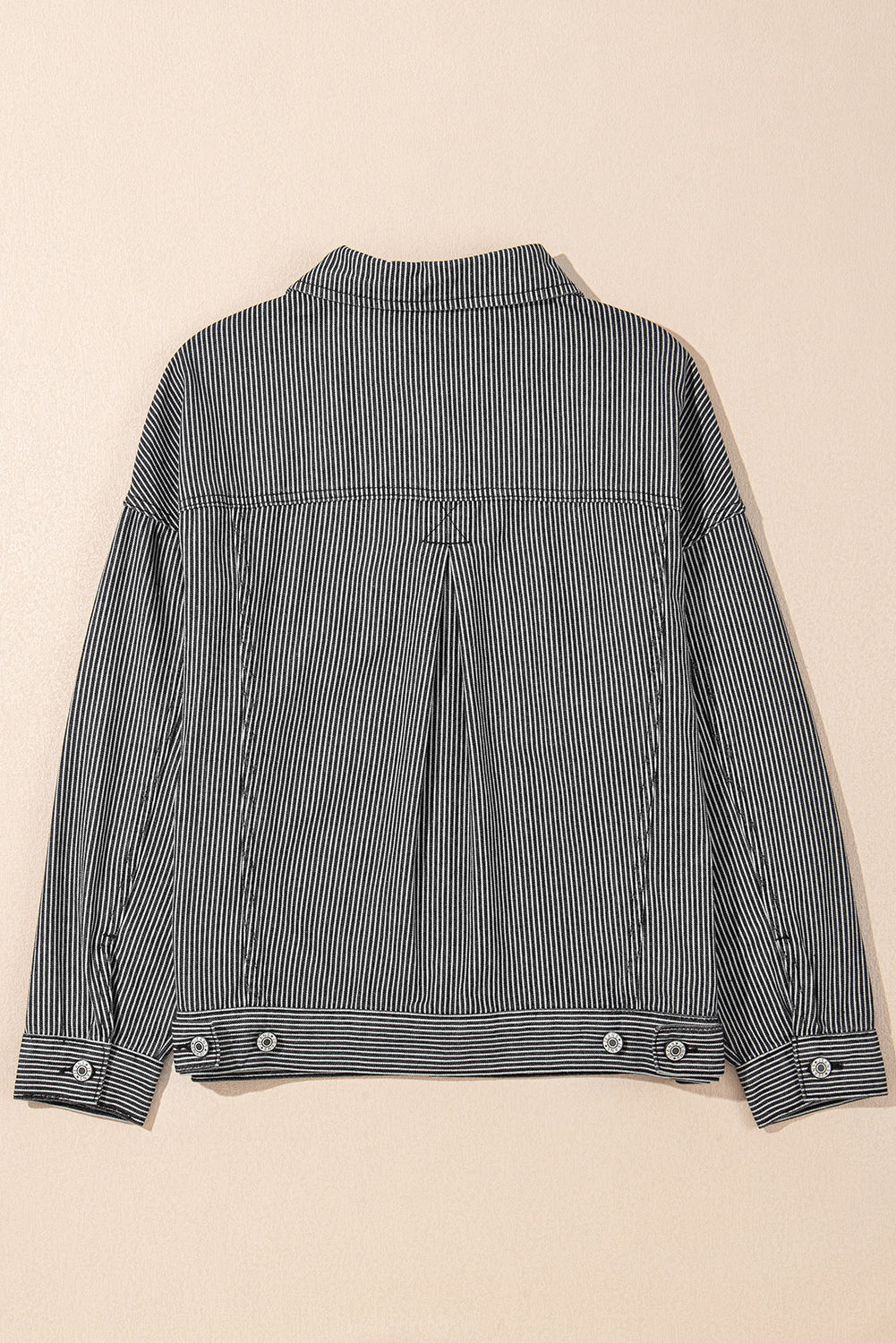 Blue Stripe Washed Oversize Pocketed Denim Jacket-Chaelisa's New Jammies