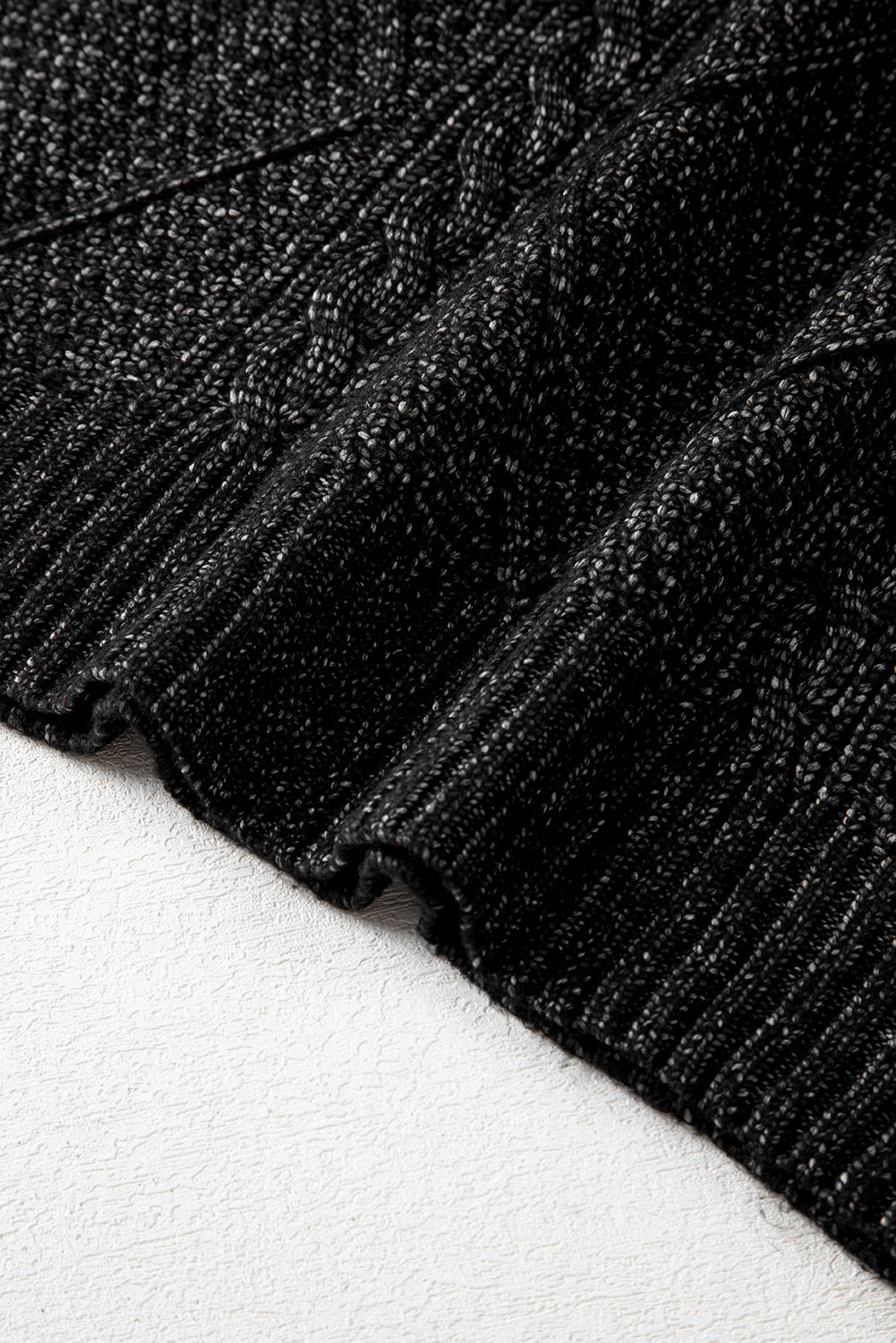 Black Cable Knit Drop Shoulder Loose Fit Sweater Dress-Chaelisa's New Jammies
